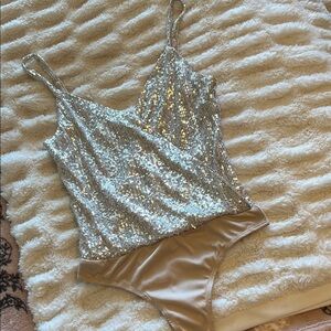 Windsor Silver Bodysuit with Glittery Finish